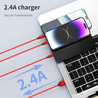 Multi Charging Cable, (2 Pack 4FT) Multi USB Charger Cable 3 in 1 Charging Nylon Braided Multi Charging Cord with Type-C, Micro USB, IP Port for Most Phones/iPhones/Tablets, Red