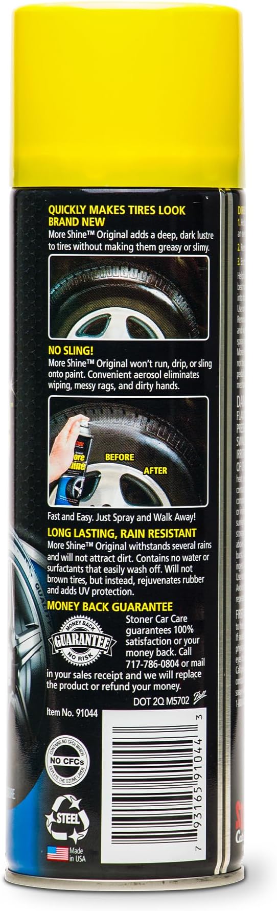 91044-4PK Original More Shine Tire Shine Spray – Tire Dressing Restores Deep Matte Black Finish with Long-Lasting Rain-Resistant Protection, Dry-to-Touch – 12 oz (Pack of 4)