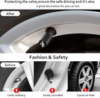 4Pack Skeleton Tire Valve Caps Universal Tire Air Cap Valves Stem Covers | Aluminum Alloy Rust-Proof Valve Stem Caps, for Auto SUV Truck Motorcycle Bicycle, Terror Skull Gifts for Women Men Drivers