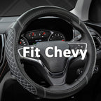 Customized Auto Car Steering Wheel Cover for Chevy Silverado,Tahoe,Equinox,Traverse,Trailblazer,Colorado(Diamond Quilted-Black+Gray-Standard Size)