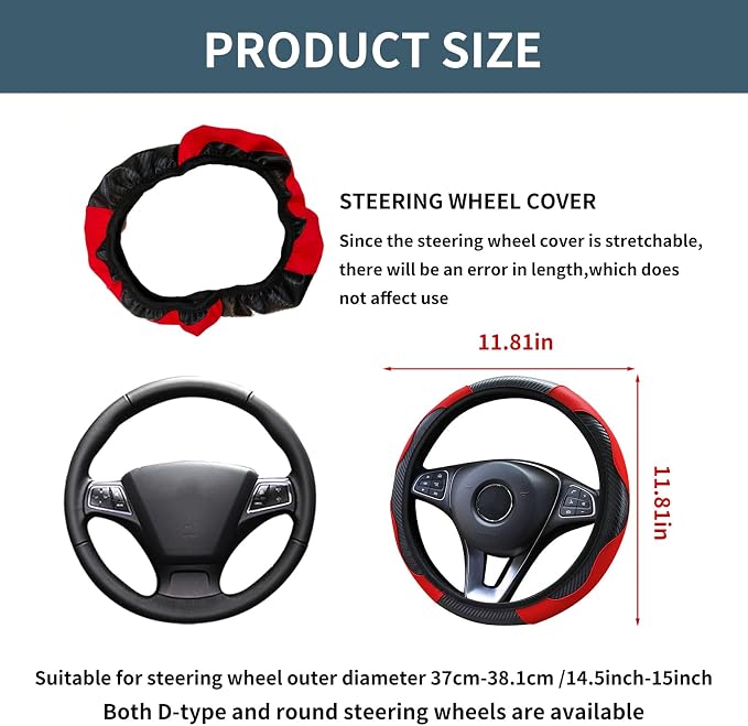 Car Steering Wheel Cover 15 inch, Microfiber PU Leather Elastic Steering Wheel Protector, Anti-Slip Breathable Car Interior Accessories for Most Cars (Dark Green)