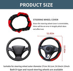 Car Steering Wheel Cover 15 inch, Microfiber PU Leather Elastic Steering Wheel Protector, Anti-Slip Breathable Car Interior Accessories for Most Cars (Dark Green)
