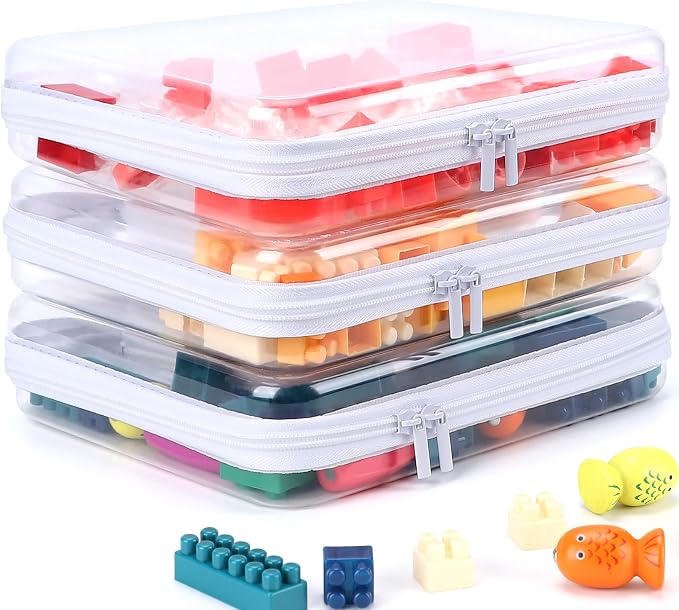 3 Pack Clear Hard Shell Zipper Case, Clear Zipper Pouches Waterproof Makeup Organizer & Travel Toiletry Bag, Diaper Bag Organizer Pouches, Plastic Pouch for Office Home Storage, Large Size