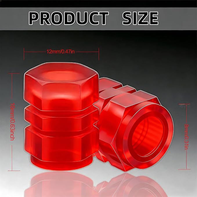 20 Pcs Glow in The Dark Tire Valve Caps Fluorescent Tire Valve Stem Caps, Cool Car Present for Universal Decoration Accessories for Car SUV Bicycle Motorcycles Trucks (Red)