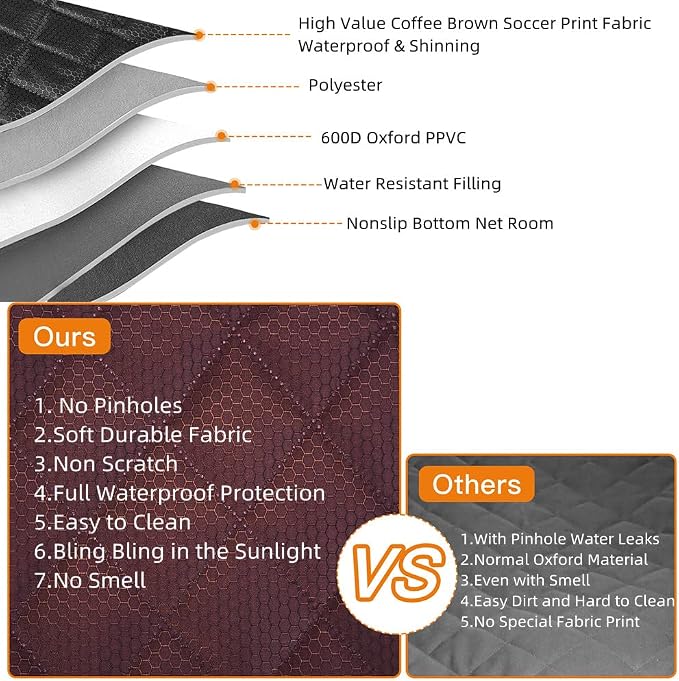 Dog Car Seat Cover for Back Seat Cover for Kids,Non Stick Fur Rear Seat Protector for Pet,Nonslip Waterproof Universal Fit Interior Backseat Covers for Auto Van SUV (Large, Coffee Brown)