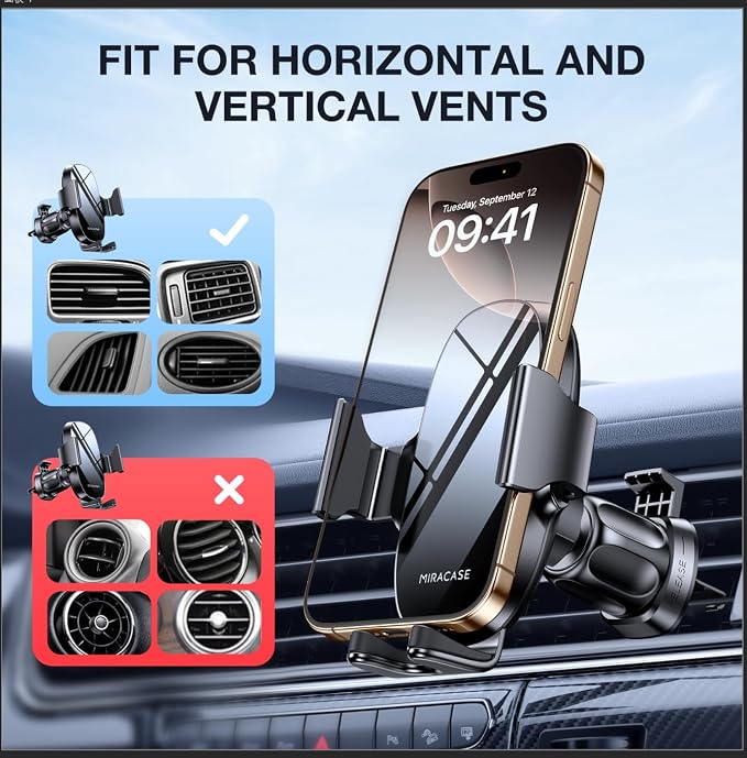 Upgraded-2nd Generation Universal Phone Holders for Your Car, Hands Free Air Vent Car Phone Holder Mount Compatible with iPhone 16/15/14/13/12/11 Series and All Phones