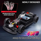 RC Drift Car, 1:24 Remote Control Car for Kids, 20KM/H 4WD High Speed RC Cars with Lights, Extra Racing Tires, Vehicle for Adults Boys Girls, Gray