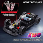 RC Drift Car, 1:24 Remote Control Car for Kids, 20KM/H 4WD High Speed RC Cars with Lights, Extra Racing Tires, Vehicle for Adults Boys Girls, Black