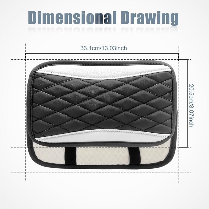 Car Center Console Cover, Universal Leather Waterproof Armrest Seat Box Cover Protector, Comfortable Car Decor Accessories Fit for Most Cars, Vehicles, SUVs-White