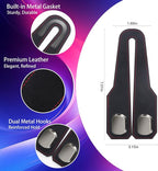 2Pcs Car Headrest Hooks with Premium Leather, Upgraded Double Metal Hooks with Anti-Drop Design, Universal Back Seat Hanger for Bags, Coats, Purses and Groceries (Stylish Black)