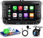4Core+64G Android 15 Double Din Car Stereo for VW Volkswagen SEAT Skoda Jetta Golf Polo Wireless Carplay Android Auto, 7 Inch VW Radio With GPS, WiFi, Bluetooth, FM, EQ,Backup Camera, Double USB Ports