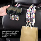 Car Seat Headrest Hook, Universal Leather Cute Hanger Holder Hook, Storage Organizer Interior Accessories for Purse Bags Handbag Cute Colorful Dog Paws