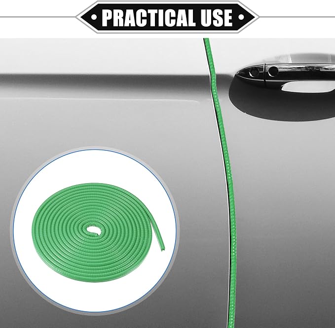 Car Door Edge Guard, 16.4ft U Shape Rubber Edge Trim Seal Strip Protector Universal for Car Truck ATV Boat Multifunctional No Glue PVC Iron Green