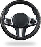 Carbon Fiber Steering Wheel Covers 3 Piece Clip on Steering Wheel Cover (Matte Black)