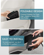 Upgrade Car Door Organizer, Small Leather Foldable Hanging Organizer and Trash Can 2-in-1, Multi-Function Mini Storage Box Garbage Can for Car Back Seats and Side Door-2Pack