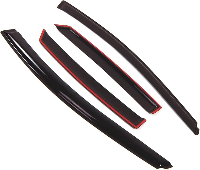Outside Mount Window Vent Visors Rain Guards Compatible with Ford Focus Sedan 2017-2018 | Side Window Wind Deflectors Rain Shields | Black Tinted, 4 Pcs Set, BGWV-174B