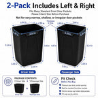 Car Door Trash Can 2 Pack, Black Silicone Garbage Bin for Driver Passenger Door Pocket, Waterproof Auto Waste Container Fits Most Standard Car Door Pockets