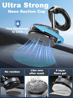 Upgraded 360° Nano Gel Vacuum Magnetic Phone Holder, 108+LBS Heavy Duty Suction Cup Phone Mount for Car Dashboard & Windshield, 3000gf MagSafe Compatible with iPhone 17/16 Pro Max White
