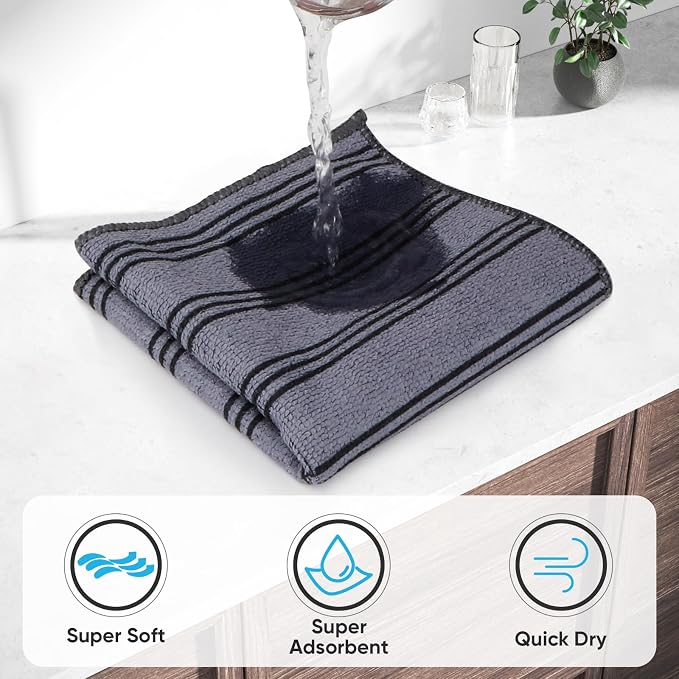 Microfiber Cleaning Cloth, Kitchen Towels 12 Pack, Lint Free, Scratch-Free, Highly Absorbent, Reusable Dish Towels for Kitchen and Household