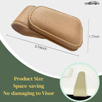 CHOSMOYI Magnetic Leather Sunglass Holder for Car, Sunglasses Clip for Car Visor, Auto Interior Accessories Universal for Different Size Eyeglasses (Beige)