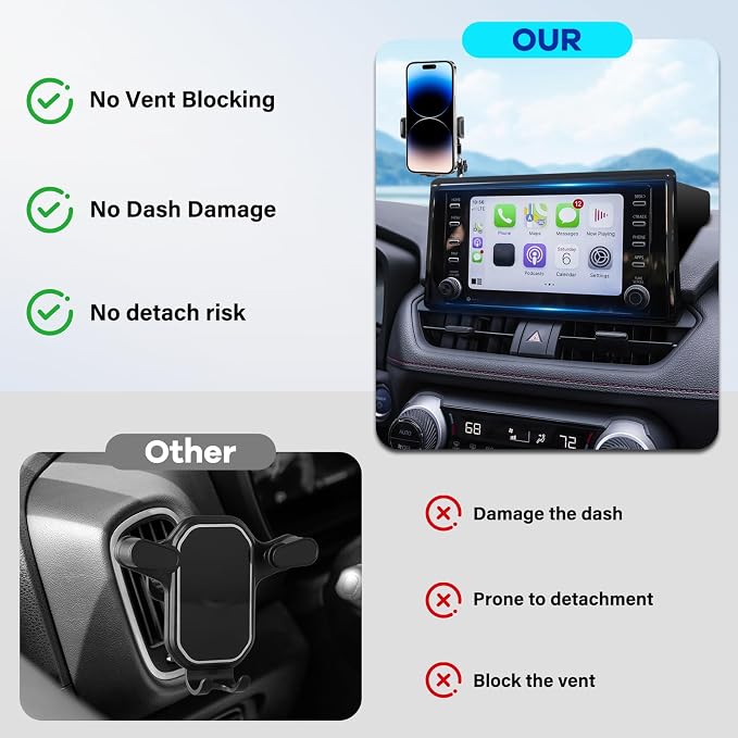 Car Phone Holder Fit for Toyota RAV4 Hybrid LE/XLE/Premium 2019-2025 W/Dash Tray Storge Box Organizer, Cell Phone Mount for RAV4 Accessories 7/8 inch Touch Screen (Not Fit 9/10.5 inch)