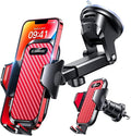 Phone Holders for Your Car 2026 Ultimate Phone Mount Military-Grade Windshield Dashboard Vent【Newest Best Strongest】 Cell Phone Car Mount for iPhone 16 Pro Max 15 Samsung Android,Red