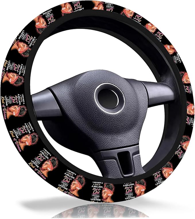 African Style Steering Wheel Cover 15" Universal Neoprene Steering Cover | Western Black Car Accessories Decor Non-Slip Fit Auto SUV Truck, African Gifts for Women Men Birthdays Festivals