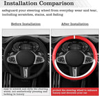 Car Leather Steering Wheel Cover - Panapi Material, Universal 14.5-15 Inch Leather Anti-Slip Breathable Auto Steering Wheel Covers for Men Women (Nappa Leather - Red & White)