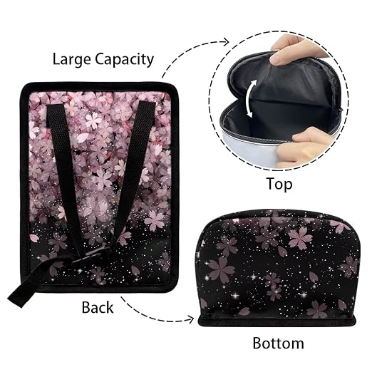 Cherry Blossom Print Car Trash Can with Lid, Leak Proof Auto Trash Bag Hanging Vehicle Garbage Can Multipurpose Storage Container for Back Seat Road Trip