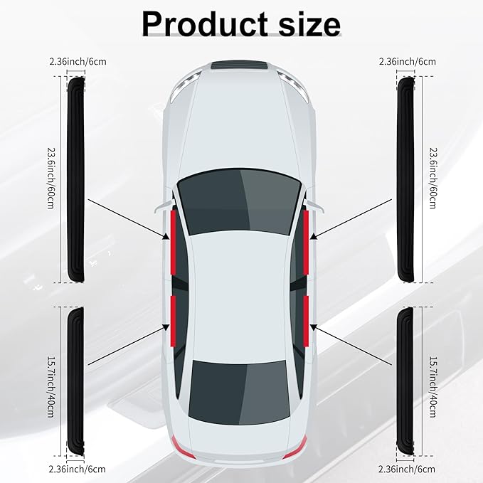 Car Door Threshold Protection, 4PCS Door Edge Step Dust Shield Cover, Door Width 23.6x2.36inch Car/SUV Universal Rubber Scratch Resistant Exterior Accessories (Black)