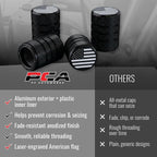 American Flag Valve Stem Caps – Onyx Black, Anti-Rust Anodized Aluminum, Universal Fit for Car, Truck, SUV, Bike – Set of 4 (Onyx Black)