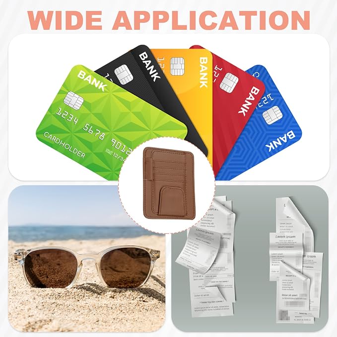 Car Sun Visor Organizer 6.02" x 4.76" Leather Multi-Pocket Visor Card Sleeve Pocket Car Truck SUV Interior Storage Pouch for Driving License Credit Cards Bills Sunglasses, Brown