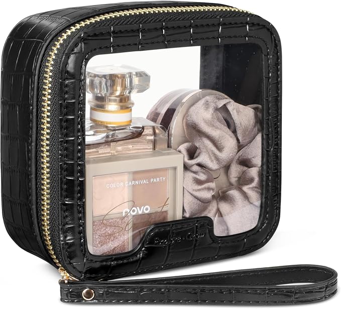 Clear Makeup Bag - TSA Approved Toiletry Bag for Carry-on & Checked Luggage, Water Resistant Car Storage Organizer with Reinforced Seams