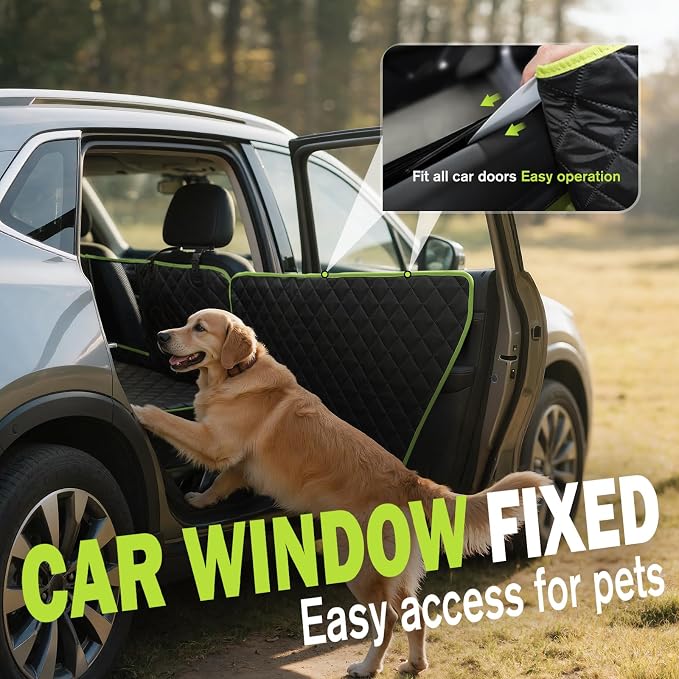 Dog Car Seat Cover for Back Seat 53.54 * 23.62 in, Car Window Fixing for Maximum Car Protection, Leather Fabric Back Seat Extender for Dogs, Waterproof & Scratch-Resistant, Support to 330 lbs