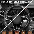 Hiseanllo Car Steering Wheel Cover, 14.5-15 Inch Universal Fit, Sporty Anti-Slip Leather Steering Wheel Protector with Glossy Color Accent, Comfortable Grip for Cars, SUVs, Trucks(Brown)