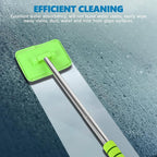 Car Windshield Cleaning Tool, Car Windshield Window Cleaner, Auto Glass Wiper Tool with Extendable Handle & Reusable Microfiber Pad, Universal Vehicle Cleaning Car Accessories (Green)