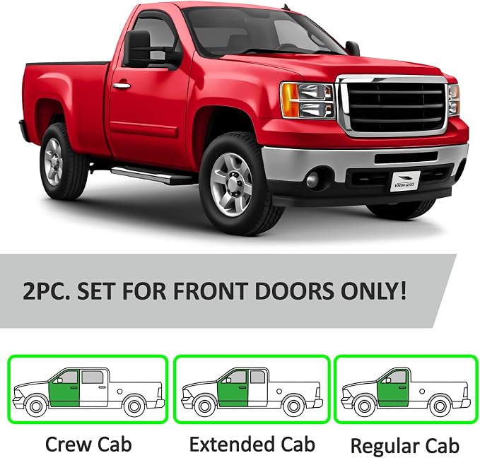 Voron Glass in-Channel Extra Durable Rain Guards for Trucks GMC Sierra 2500HD/3500HD 2007-2014 Regular Cab, Window Deflectors, Vent Window Visors, 2 Pieces - 210004v2