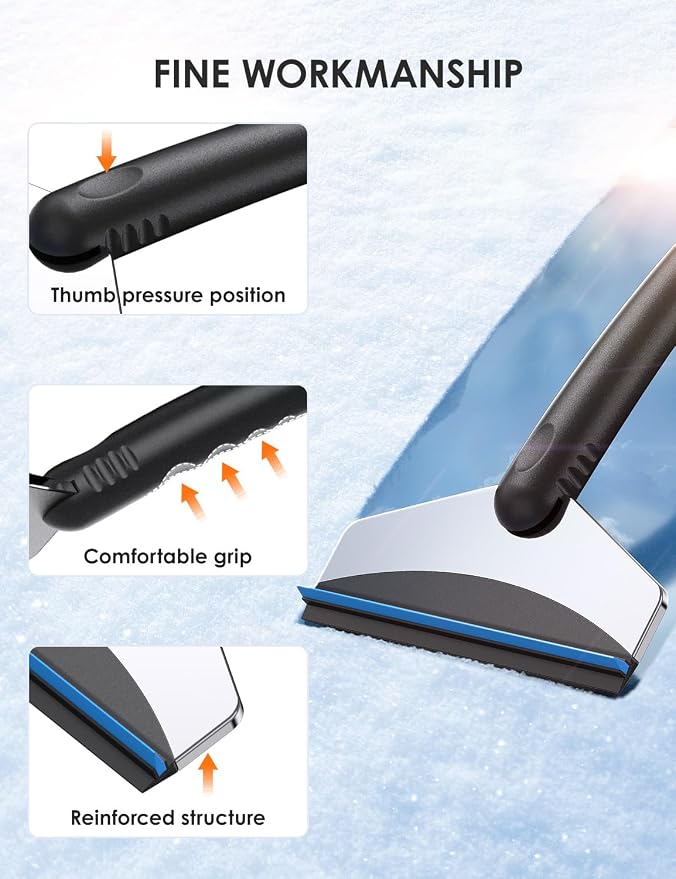 Ice Scrapers for Car Windshield-Winter Windshield Scraper for Ice and Snow, Car Window Scraper for Snow and Ice,Wide Ice Scraper Quickly Scrape and Remove Snow