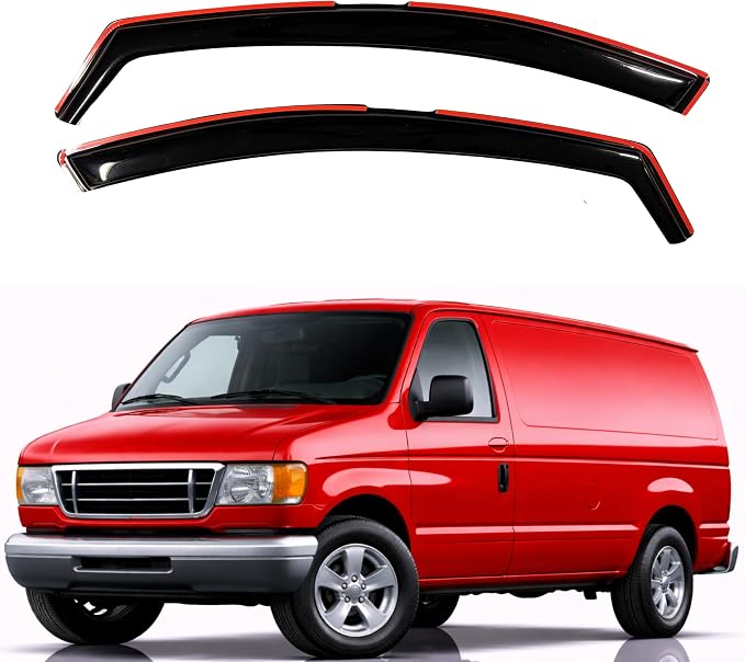KPY Rain Guards Fit for 1992-2006 Ford E150 E250 E350 E450 E550 Super Duty, in-Channel Window Visors Vent Wind Deflectors 2PC, Truck Accessories for 1992-2006 Ford Econoline Vans