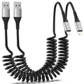 Coiled Lightning Cable for Car, 2Pack Retractable iPhone Charger Cable Fast Charging, [MFi Certified] Short Apple CarPlay USB to Lightning Cord for iPhone 14 13 12 11 Pro Max Mini XR XS 8 SE iPad
