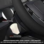 Microfiber Leather Universal 14.5-15 inch Steering Wheel Cover,Easy to Install Non-Slip Breathable Steering Wheel Protector Black