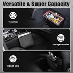 Car Trash Can with Smart LED Light, Magnetic Closure Leather Car Trash Bin, Cars Garbage Organizer and Storage with Automotive Trashs Bag for Backseat Console Door Suvs, Leak Proof Odor Lock