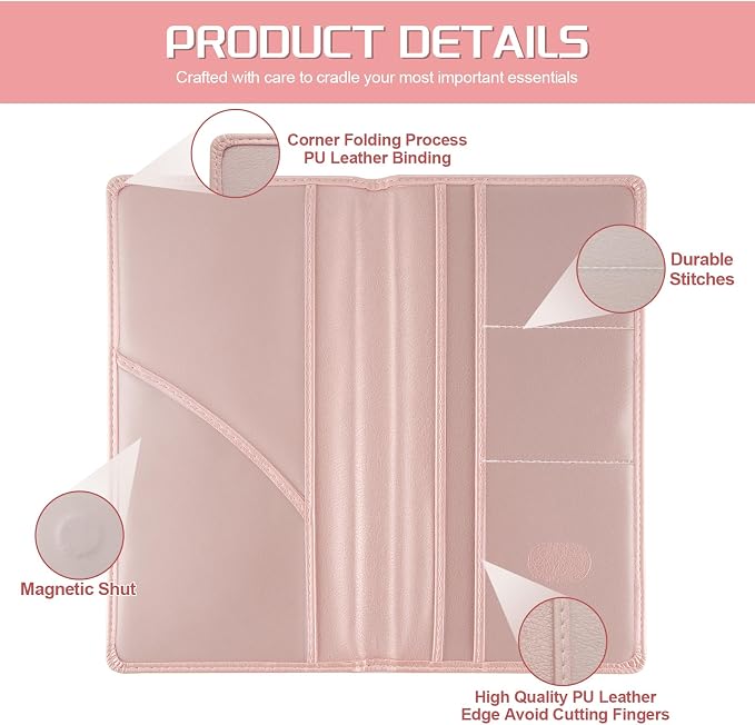 2Pack Car Registration and Insurance Holder,Car Document Holder for Cards License with Magnetic Shut,Vehicle Glove Box Car Organizer for Documents, Cards, License(Pink)