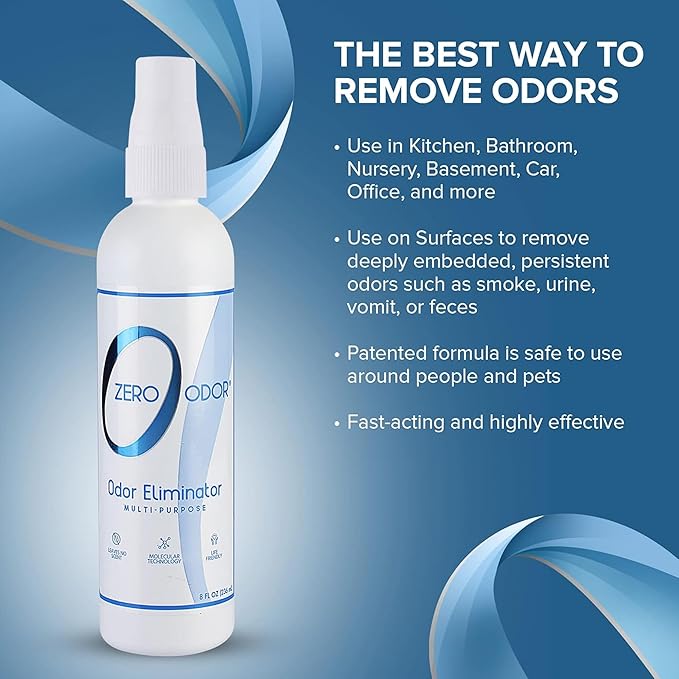 Multi-Purpose Odor Eliminator - Eliminate Air & Surface Odor – Patented Technology Best for Bathroom, Kitchen, Fabric, Closet- Smell Great Again, 8oz (Over 1000 Sprays)