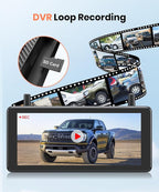 7.2" DVR Portable Solar Wireless Backup Camera:HD 1080P 2 Min Quick Installation Support 2 Split Screen Back up Camera, IP69K Waterproof Reverse Camera for Car, Van, SUV, Truck, Trailer