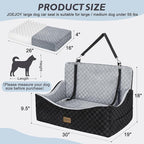 Dog Car Seat for Medium/Large Dogs - Reversible Dual-Sided Travel Dog Car Bed with Memory Foam, Washable Pet Booster Seat for Do gs up to 55 lbs or 2 Small Dogs, 2 Safety Leashes, Grey