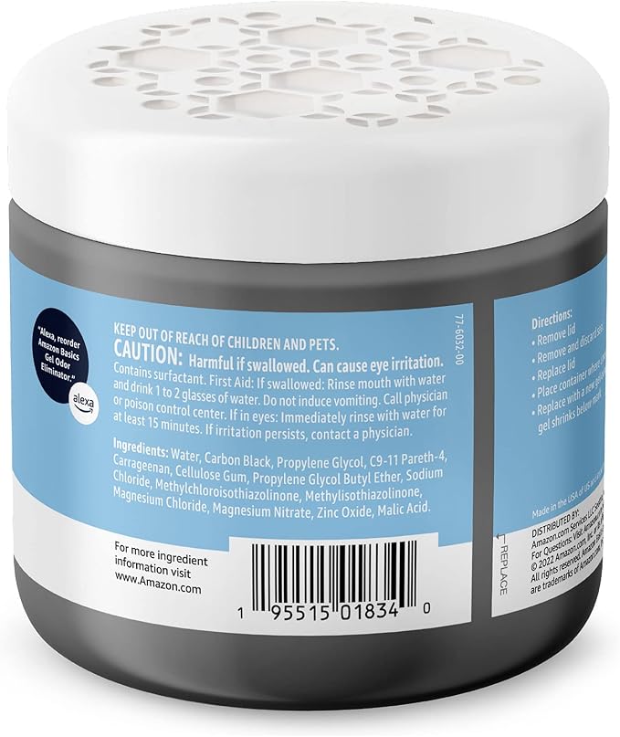 Gel Odor Eliminator, Activated Charcoal, Fragrance Free, 17 Oz, Pack of 6