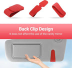 Sunglass Holder for Car Visor Sunglasses Clip Magnetic Leather Glasses Eyeglass Holder Truck Car Interior Accessories Universal for Woman Man -Red