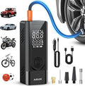 Tire Inflator Portable Air Compressor, Dual Power (Cordless & 12V DC) Air Pump for Car Tires, 150PSI Fast Air Pump for Moto, Bike, Large Capacity Battery, Digital Gauge with Emergency LED Light