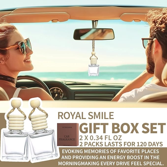 2-Pack Car Fresheners Long Lasting & Car Deodorizer - Royal Smile Hanging Car Air Freshener for Men and Women, Car Necessities & Scent Diffuser by